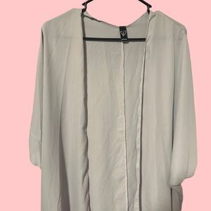 Windsor Light Gray Open-Front Chiffon Cardigan